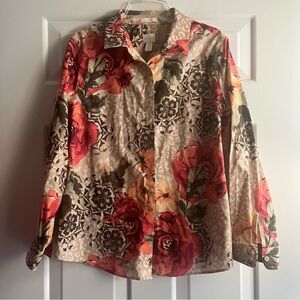 Chico’s No Iron Blouse Chico’s Size 3 (US XL/16) Floral Print